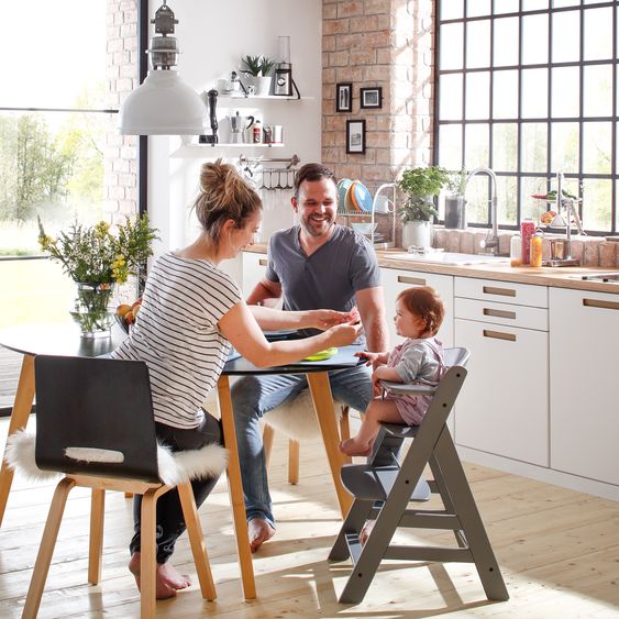 Hauck Alpha Plus 4-pc. Newborn Set - High Chair + 2in1 Newborn Attachment & Rocker Premium + Seat Cushion Deluxe - Grey