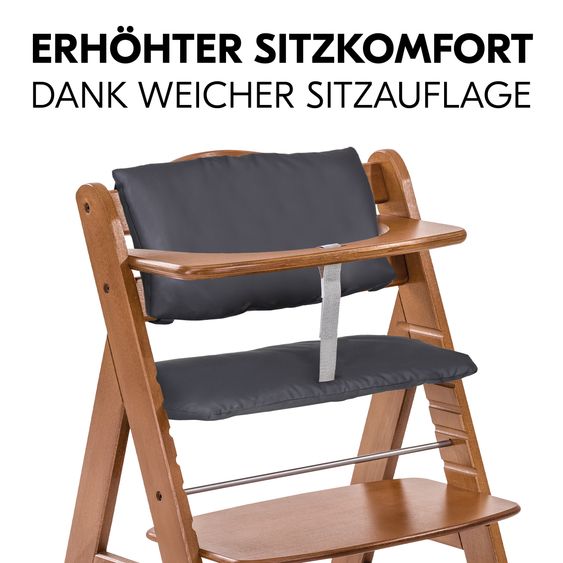 Hauck Alpha Plus 4-pc. Newborn Set - High Chair + 2in1 Newborn Attachment & Rocker Premium + Seat Cushion Deluxe - Walnut