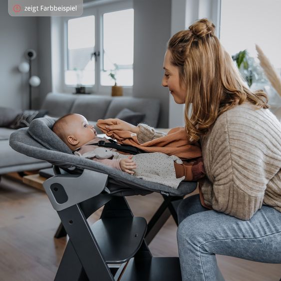 Hauck Alpha Plus 4-pc. Newborn Set - High Chair + 2in1 Newborn Attachment & Rocker Premium + Seat Cushion Deluxe - Walnut