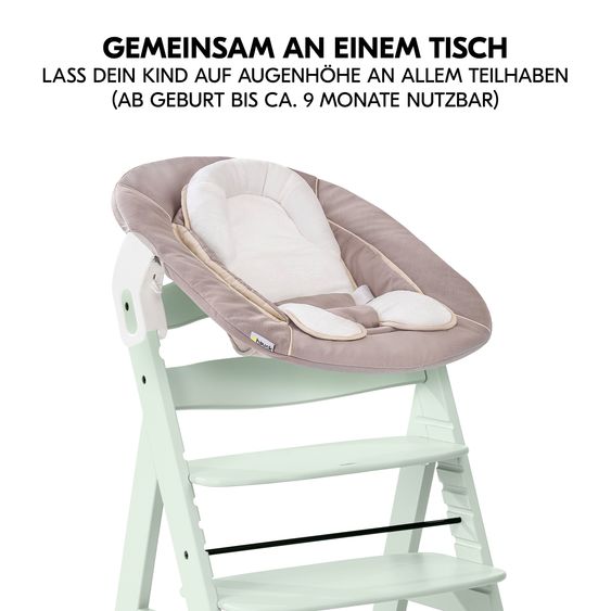 Hauck Alpha Plus 4-pc. Newborn Set - High Chair + 2in1 Newborn Insert & Rocker + Deluxe Seat Cushion - Mint