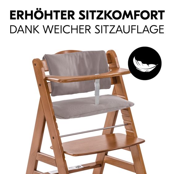 Hauck Alpha Plus Set Newborn 4 pz. Seggiolone + 2in1 Riduttore Neonato & Dondolo + Cuscino Deluxe - Stretch Beige - Noce