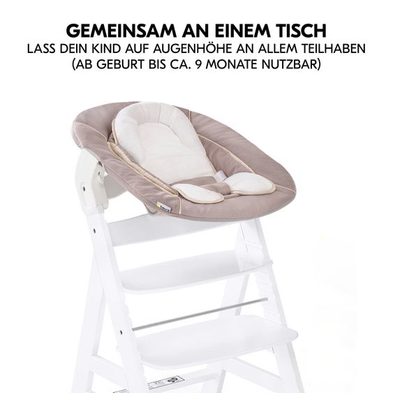 Hauck Alpha Plus 4-pc. Newborn Set - High Chair + 2in1 Newborn Insert & Rocker + Deluxe Seat Cushion - White