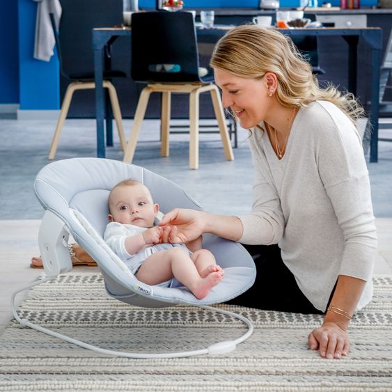Hauck Alpha Plus 4-pcs. Newborn Set - High Chair + 2in1 Newborn Attachment & Rocker + Deluxe Seat Cushion - Stretch Grey - Walnut