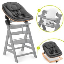 Alpha Plus 4-pcs. Newborn Set - Highchair + Newborn Insert & Rocker Eco + Baby Seat - Grey