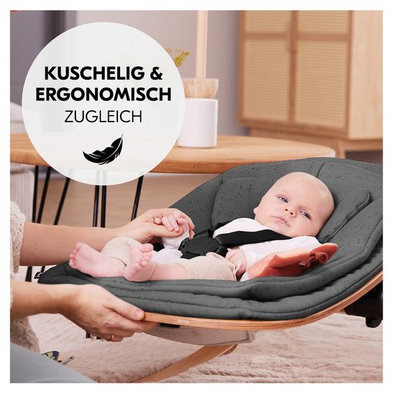 Hauck Alpha Plus Set Neonato 4 pz. - Seggiolone + Adattatore Neonato & Dondolo Eco + Baby Seat - Grigio