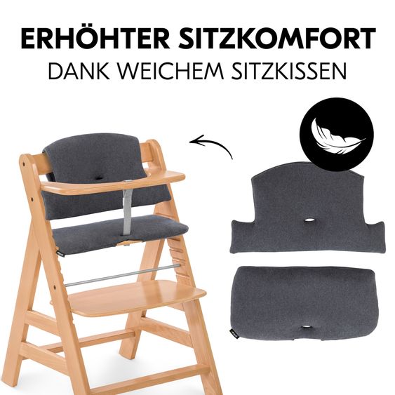 Hauck Alpha Plus Set Neonato 4 pz. - Seggiolone + Riduttore per neonati & Dondolo + Cuscino per seduta - Natur