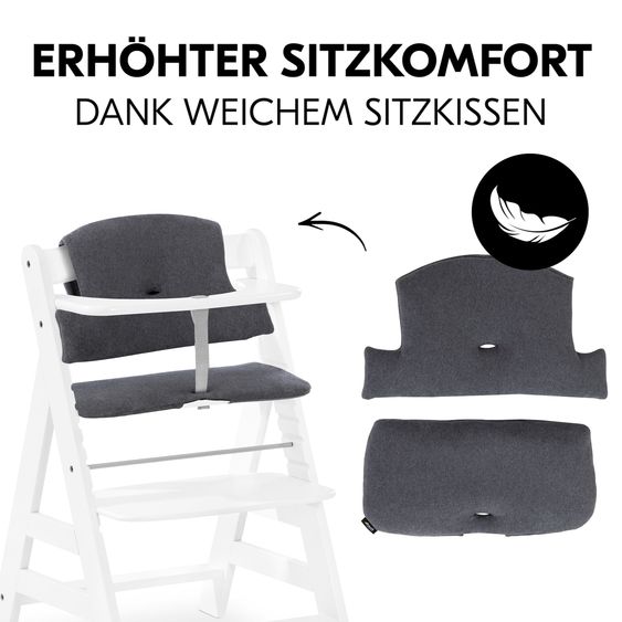 Hauck Alpha Plus 4-tlg. Newborn Set - Hochstuhl + Neugeborenenaufsatz & Wippe + Sitzkissen - White