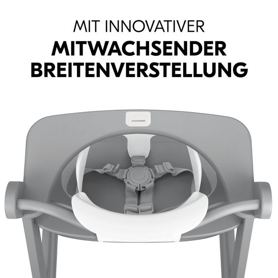 Hauck Alpha Plus 5-tlg. Newborn Set - Hochstuhl + 2in1 Neugeborenenaufsatz & Wippe + Baby Seat + Essbrett - Dark Grey Melange - Black