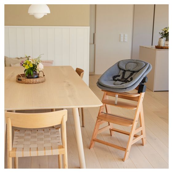 Hauck Alpha Plus Set Nouveau-Né 5 Pièces - Chaise Haute + Adaptateur Nouveau-Né 2in1 & Transat + Siège Bébé + Plateau Repas - Nature