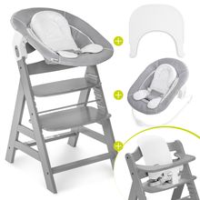Alpha Plus 5-pcs. Newborn Set - Highchair + 2in1 Newborn Insert & Rocker + Baby Seat + Tray - Grey