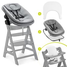 Alpha Plus 5-pcs. Newborn Set - Highchair + 2in1 Newborn Insert & Rocker + Baby Seat + Tray - Grey