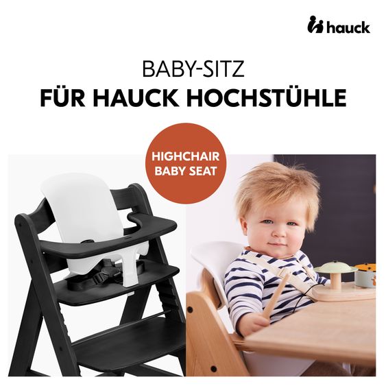 Hauck Alpha Plus 5-tlg. Newborn Set - Hochstuhl + 2in1 Neugeborenenaufsatz & Wippe + Baby Seat + Essbrett - Stretch Grey - Black