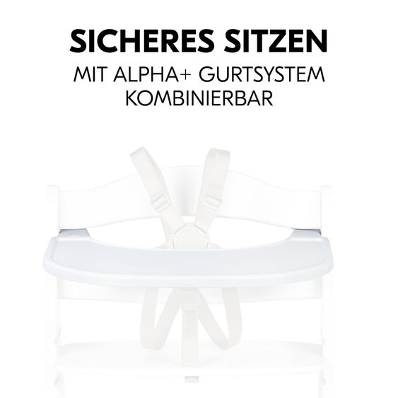 Hauck Alpha Plus 5-tlg. Newborn Set - Hochstuhl + 2in1 Neugeborenenaufsatz & Wippe + Baby Seat + Essbrett - Stretch Grey - Black
