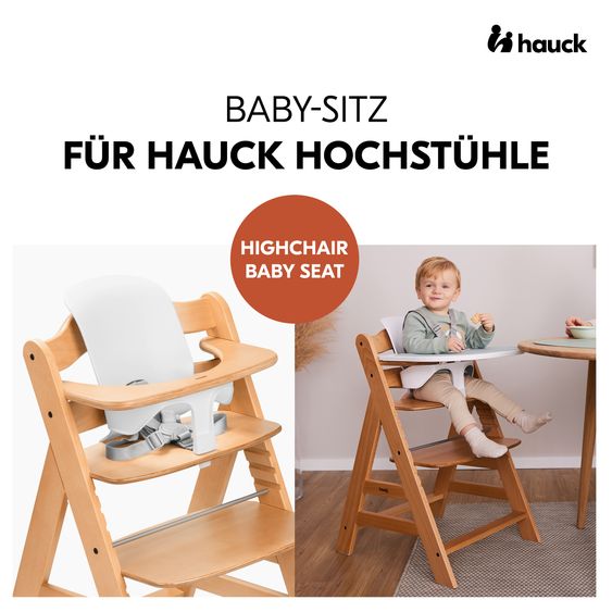 Hauck Alpha Plus Set Nouveau-Né 5 Pièces - Chaise Haute + 2in1 Adaptateur Nouveau-Né & Bascule Deluxe + Siège Bébé + Plateau Repas - Nature