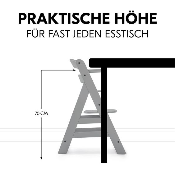 Hauck Alpha Plus 5-pcs. Newborn Set - Highchair + 2in1 Newborn Insert & Rocker + Deluxe Seat Cushion + Play Arch - Grey