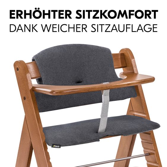 Hauck Alpha Plus 5-pcs. Newborn Set - Highchair + 2in1 Newborn Insert & Rocker + Deluxe Seat Cushion + Play Arch - Walnut