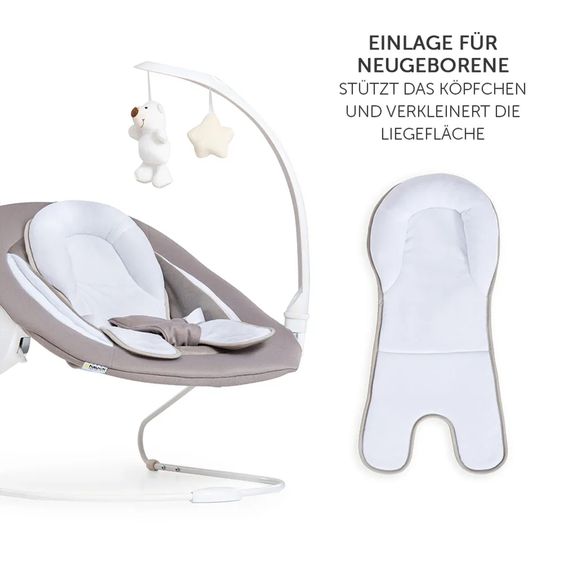 Hauck Alpha Plus Black 4-tlg. Newborn Set Deluxe - Hochstuhl + 2in1 Babyaufsatz & Wippe + Sitzkissen - Sand