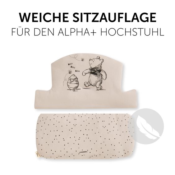 Hauck Alpha Plus Black 4-tlg. Newborn Set Disney - Hochstuhl + 2in1 Babyaufsatz & Wippe + Sitzkissen - Winnie Pooh