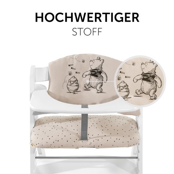 Hauck Alpha Plus Black 4-tlg. Newborn Set Disney - Hochstuhl + 2in1 Babyaufsatz & Wippe + Sitzkissen - Winnie Pooh