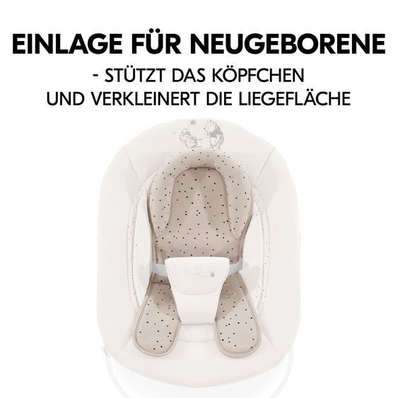 Hauck Alpha Plus Black 4-tlg. Newborn Set Disney - Hochstuhl + 2in1 Babyaufsatz & Wippe + Sitzkissen - Winnie Pooh