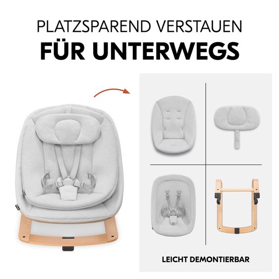 Hauck Alpha Plus Black 4-tlg. Newborn Set Eco - Hochstuhl + 2in1 Babyaufsatz & Wippe + Sitzkissen - Light Grey / Charcoal