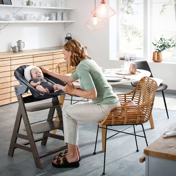 Hauck Alpha Plus Charcoal Newborn Set Deluxe - 4-piece high chair + 2in1 newborn insert (adjustable) + seat cushion