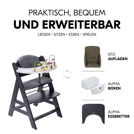 Hauck Alpha Plus Set neonato grigio scuro - seggiolone + attacco neonato