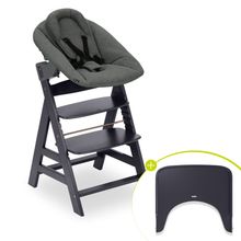 Alpha Plus Dark Grey Newborn Set - High Chair + Newborn Insert + Tray - Dark Grey