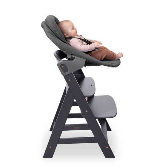 Hauck Alpha Plus Dark Grey Newborn Set - High Chair + Newborn Insert + Tray - Dark Grey