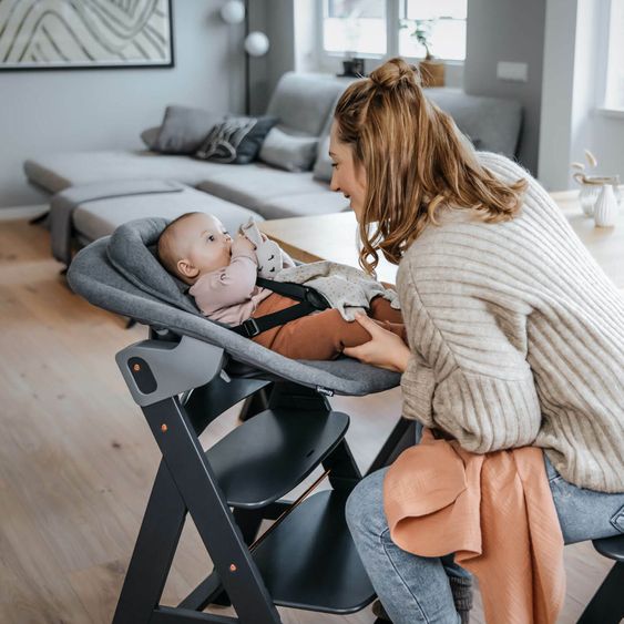 Hauck Alpha Plus Dark Grey Newborn Set - High Chair + Newborn Insert + Tray - Dark Grey