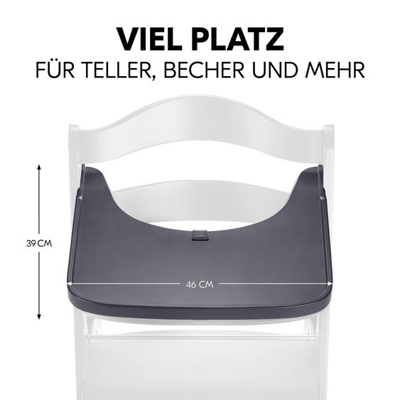 Hauck Alpha Plus Dark Grey Newborn Set - High Chair + Newborn Insert + Tray - Dark Grey