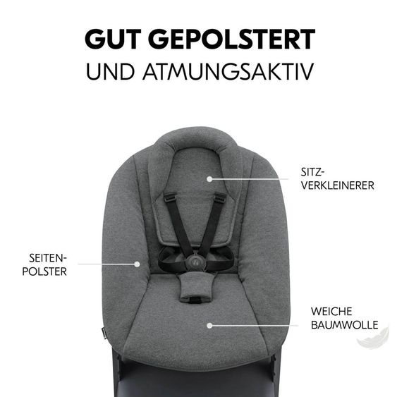 Hauck Alpha Plus Dark Grey Newborn Set - High Chair + Newborn Insert + Tray - Dark Grey