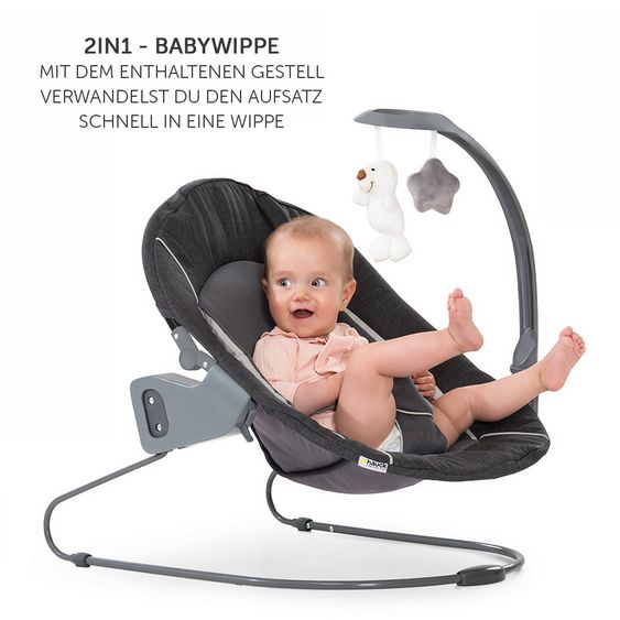 Hauck Alpha Plus Grau Newborn Set Deluxe - 4-tlg. Hochstuhl + 2in1 Neugeboreneneinsatz (verstellbar) + Sitzpolster