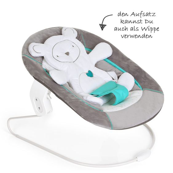 Hauck Alpha Plus Grau - Newborn Set - Hochstuhl + Neugeboreneneinsatz & Wippe