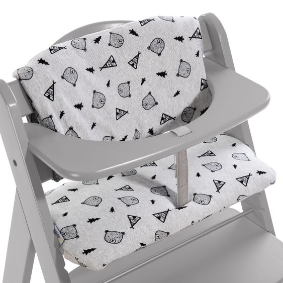 Hauck Alpha Plus Grau XL Newborn Set - Hochstuhl + 2in1 Aufsatz + Alpha Tray Essbrett + Sitzauflage - Nordic Grey