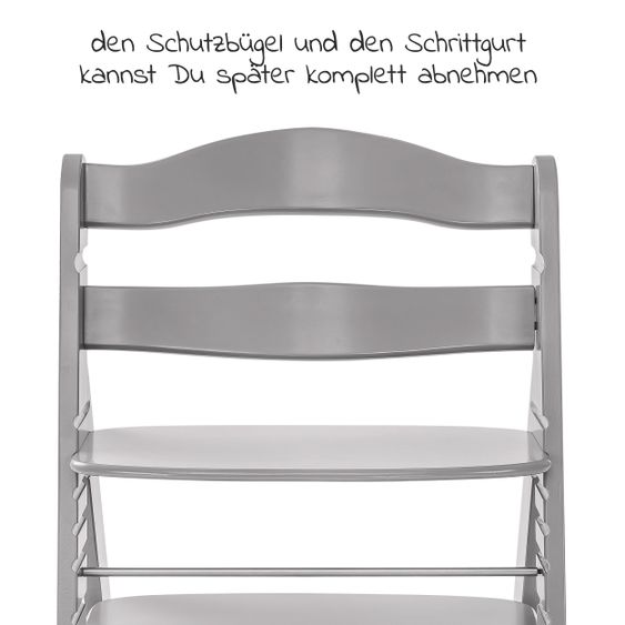 Hauck Alpha Plus Grau XL Newborn Set - Hochstuhl + 2in1 Aufsatz + Alpha Tray Essbrett + Sitzauflage - Nordic Grey