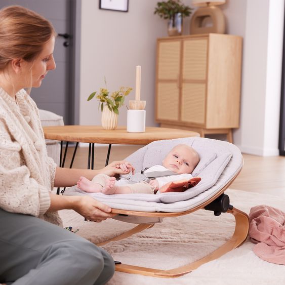 Hauck Alpha Plus Grey 4-piece Newborn Set Eco - Highchair + 2in1 Baby Attachment & Rocker + Seat Cushion - Light Grey / Charcoal