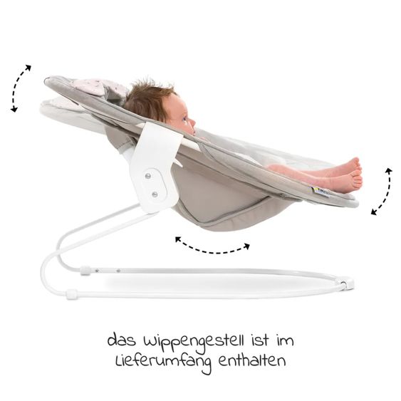 Hauck Alpha Plus Grey 4-tlg. Newborn Set Powder Bunny - Hochstuhl + Neugeborenenaufsatz & Wippe + Sitzkissen Muslin Mineral Rose