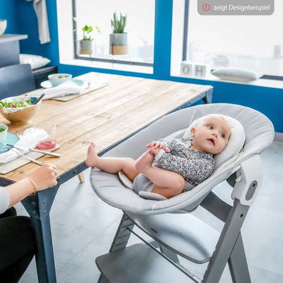 Hauck Alpha Plus Grey 4-piece newborn set Light Grey - high chair + newborn attachment & rocker + Nordic Grey seat cushion