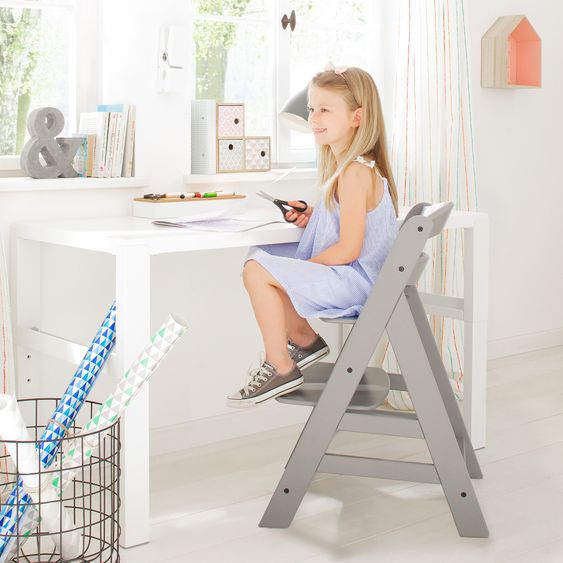 Hauck Alpha Plus Grey 4-piece newborn set Light Grey - high chair + newborn attachment & rocker + Nordic Grey seat cushion