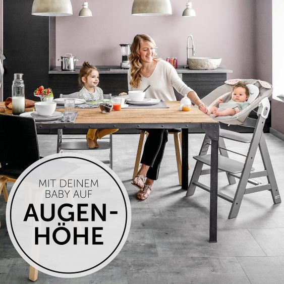 Hauck Alpha Plus Grey Newborn Set Pastell Bear - 4-tlg. Hochstuhl + Neugeborenenaufsatz + Sitzkissen Grau