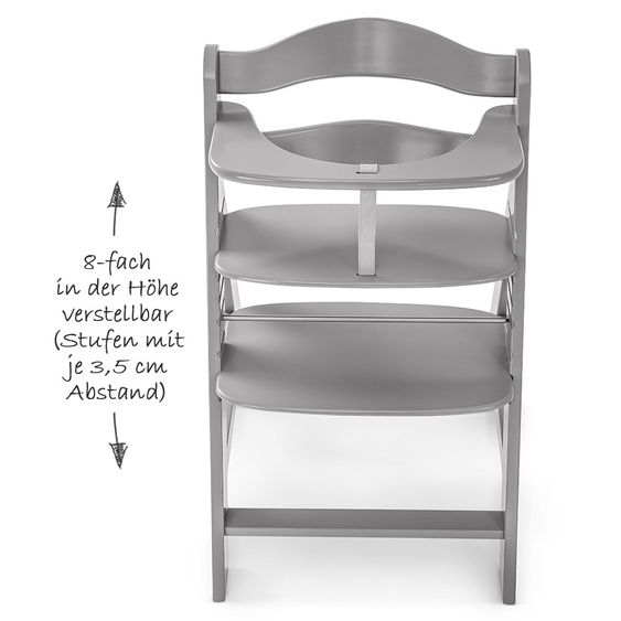 Hauck Alpha Plus Grey Newborn Set Pastell Bear - 4-tlg. Hochstuhl + Neugeborenenaufsatz + Sitzkissen Grau