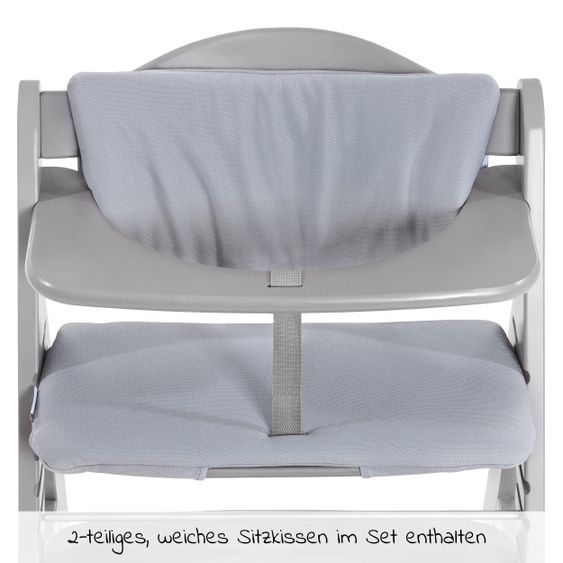 Hauck Alpha Plus Grey Newborn Set Pastell Bear - 4-tlg. Hochstuhl + Neugeborenenaufsatz + Sitzkissen Grau