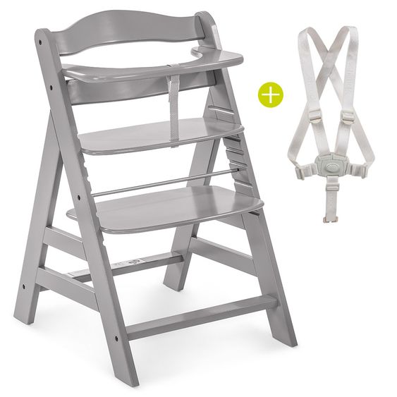 Hauck Alpha Plus Grey Newborn Set Pastell Bear - 4-tlg. Hochstuhl + Neugeborenenaufsatz + Sitzkissen Grau