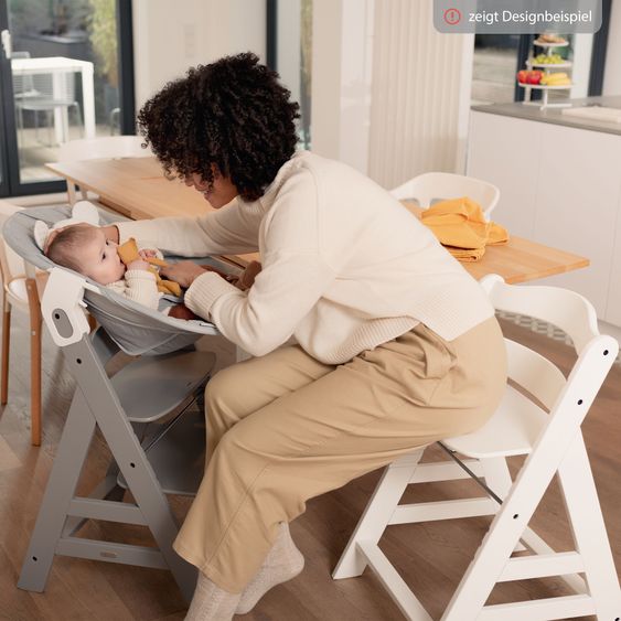 Hauck Alpha Plus Grey 4-piece Newborn Set Powder Bunny - high chair + newborn attachment + seat cushion Grey