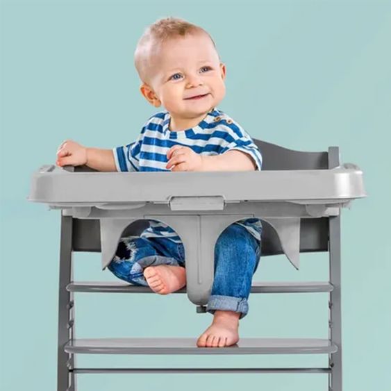 Hauck Alpha Plus Grey XXL Newborn Set - Hochstuhl + 2in1 Aufsatz Bouncer & Wippe + Alpha Tray Essbrett + Sitzverkleinerer + Hochstuhlauflage - Jersey Charcoal