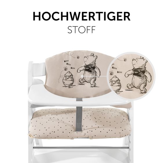 Hauck Alpha Plus Natur 4-tlg. Newborn Set Disney Pooh - Hochstuhl + Neugeboreneneinsatz & Wippe + Sitzpolster