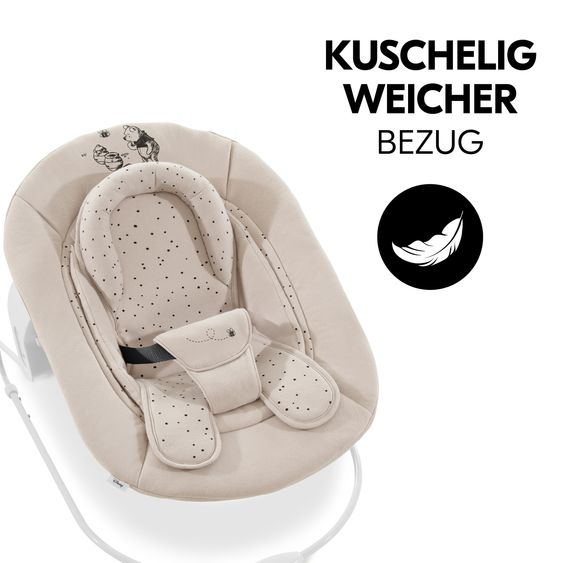 Hauck Alpha Plus Natur 4-tlg. Newborn Set Disney Pooh - Hochstuhl + Neugeboreneneinsatz & Wippe + Sitzpolster