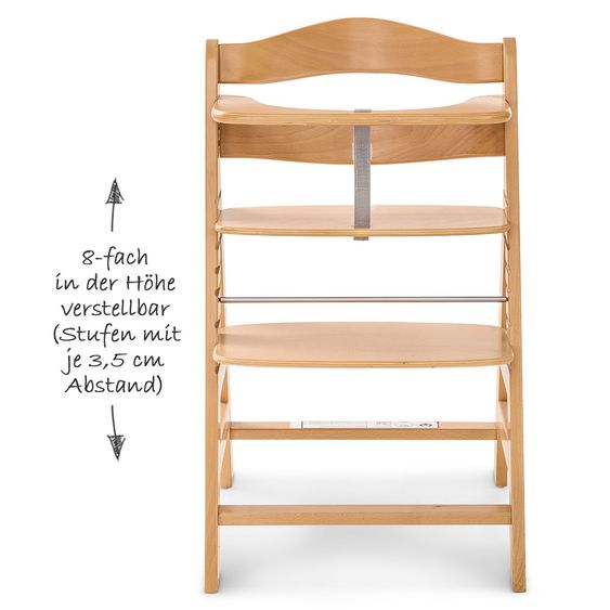 Hauck Alpha Plus Natur 5-tlg. XXL Newborn Set - Hochstuhl + 2in1 Neugeboreneneinsatz + Alpha Tray + Sitzpolster
