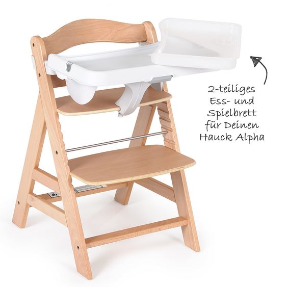 Hauck Alpha Plus Natur 5-tlg. XXL Newborn Set - Hochstuhl + 2in1 Neugeboreneneinsatz + Alpha Tray + Sitzpolster